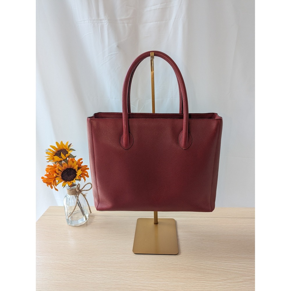 Celine Paris Boxy Tote Bag Red Leather Square Satchel Handbag COA Dustbag